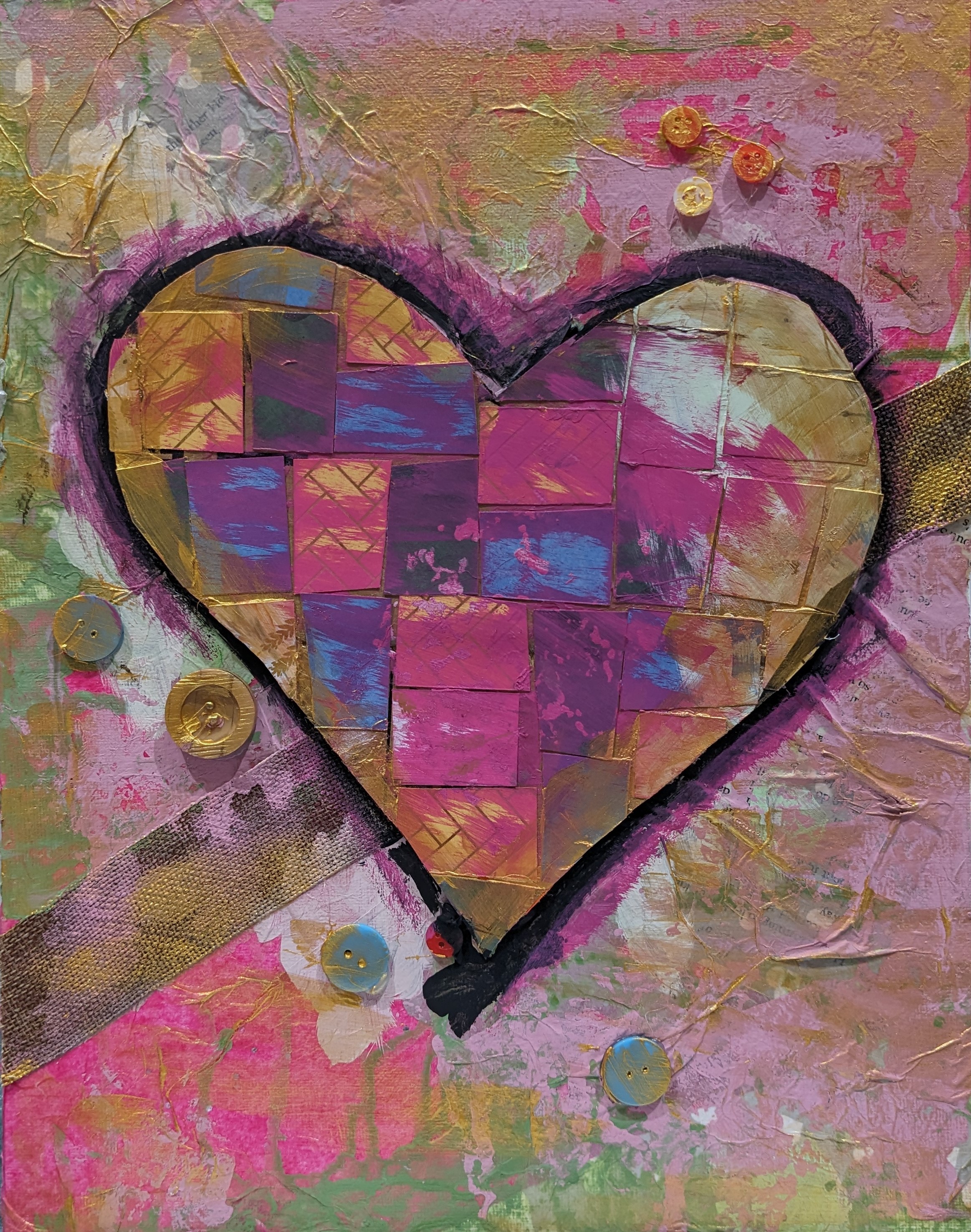 multi color heart on colorful background 